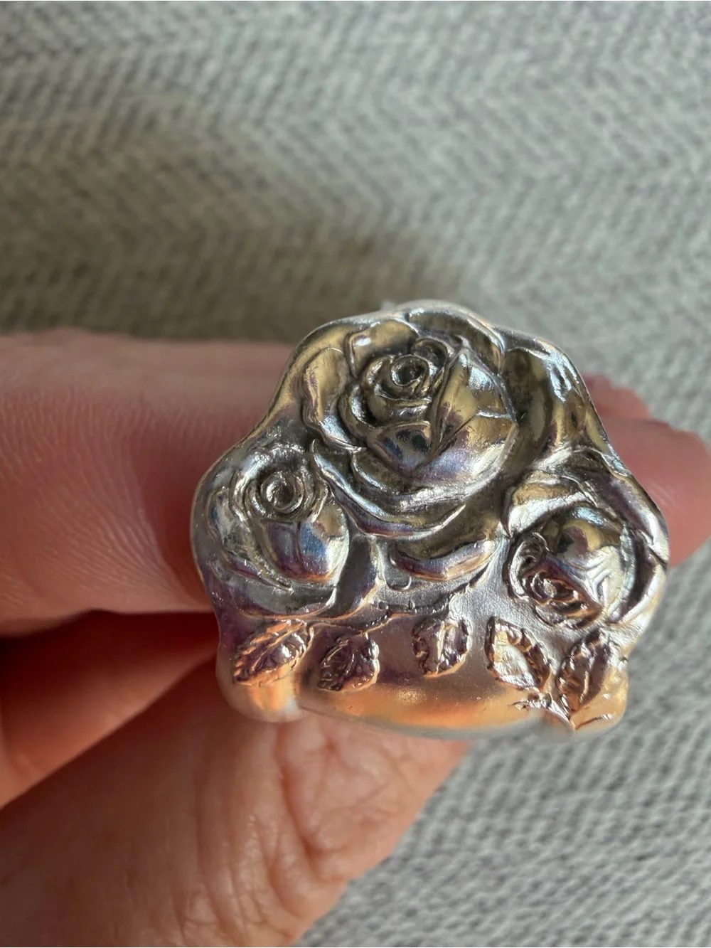 American Beauty Rose Silverware Ring